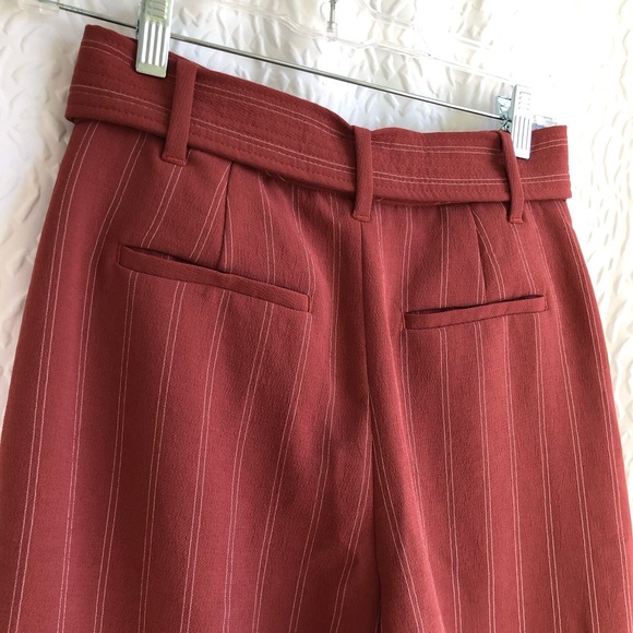 Aritzia Wilfred Red Tie-Front Pant Pinstripe High-waisted Dress Trouser Pant - Picture 4 of 14